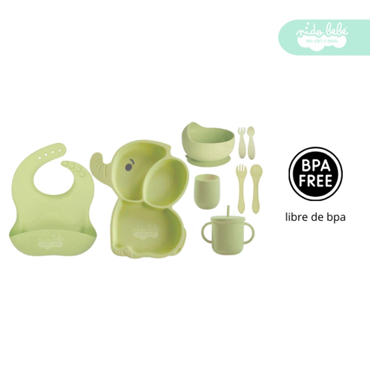 GENERICO - Set de alimentación de bebé modelo elefantito amarillo