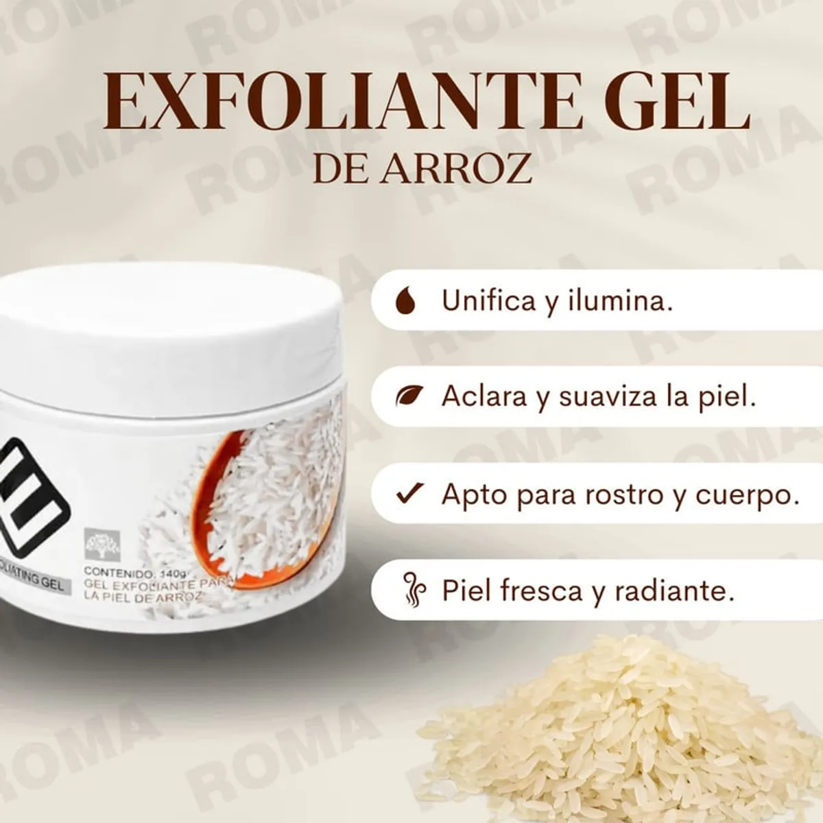 BIOAQUA - EXFOLIANTE GEL DE ARROZ BIOAQUA 140G