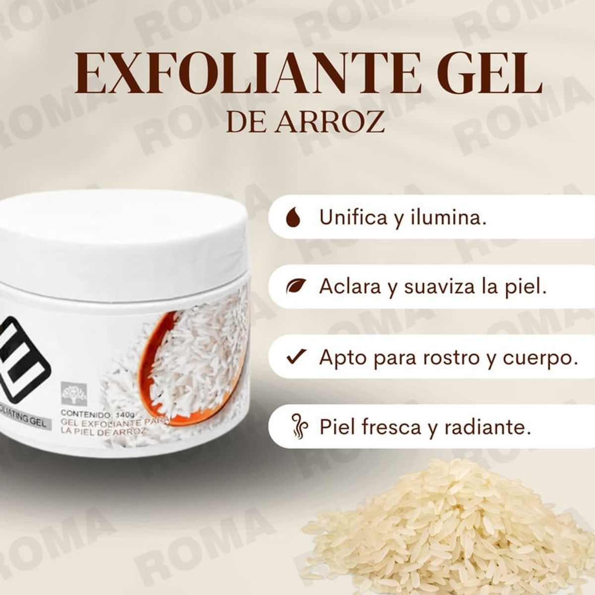 BIOAQUA - EXFOLIANTE GEL DE ARROZ BIOAQUA 140G