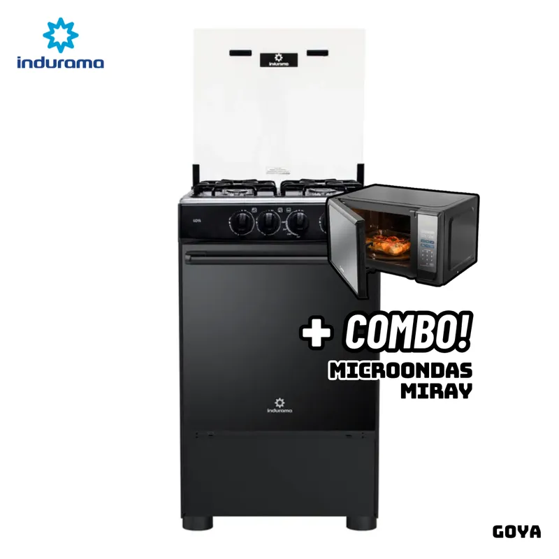 INDURAMA - COCINA DE PIE INDURAMA A GAS 4 HORNILLAS - GOYA + MICROONDAS MIRAY HMM-20N