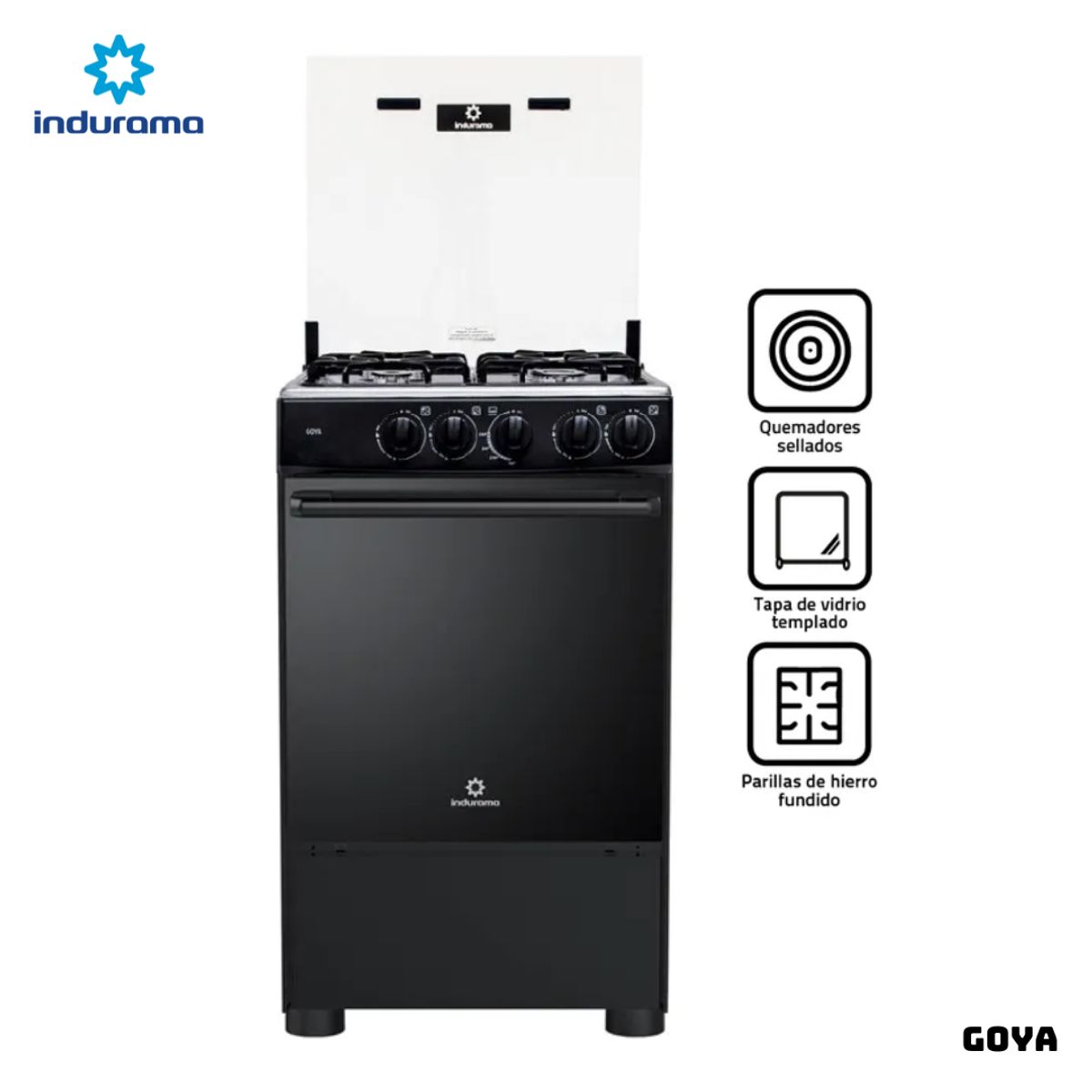 INDURAMA - COCINA DE PIE INDURAMA A GAS 4 HORNILLAS - GOYA + MICROONDAS MIRAY HMM-20N