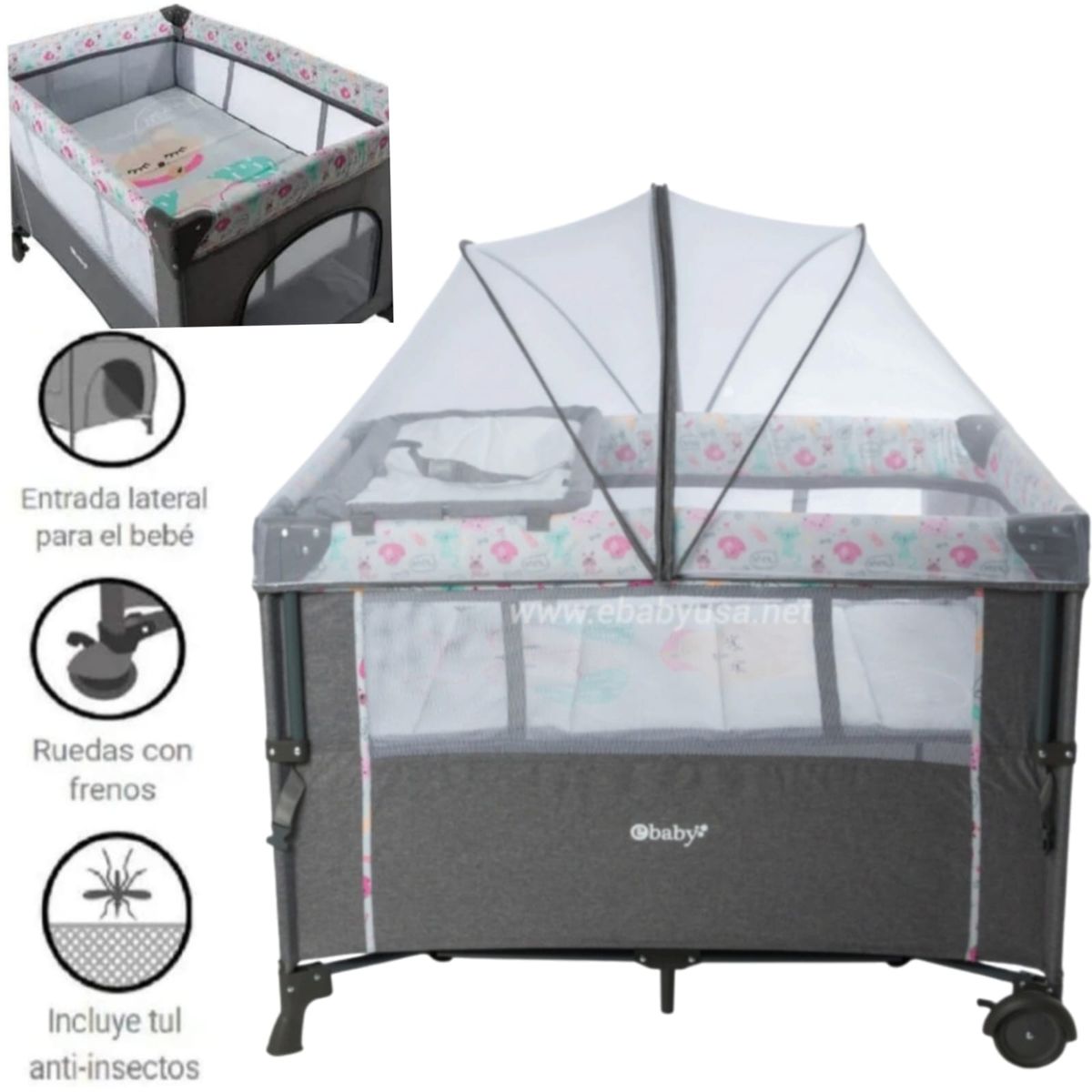 EBABY - Cuna para bebe Colecho Nala ROSADO