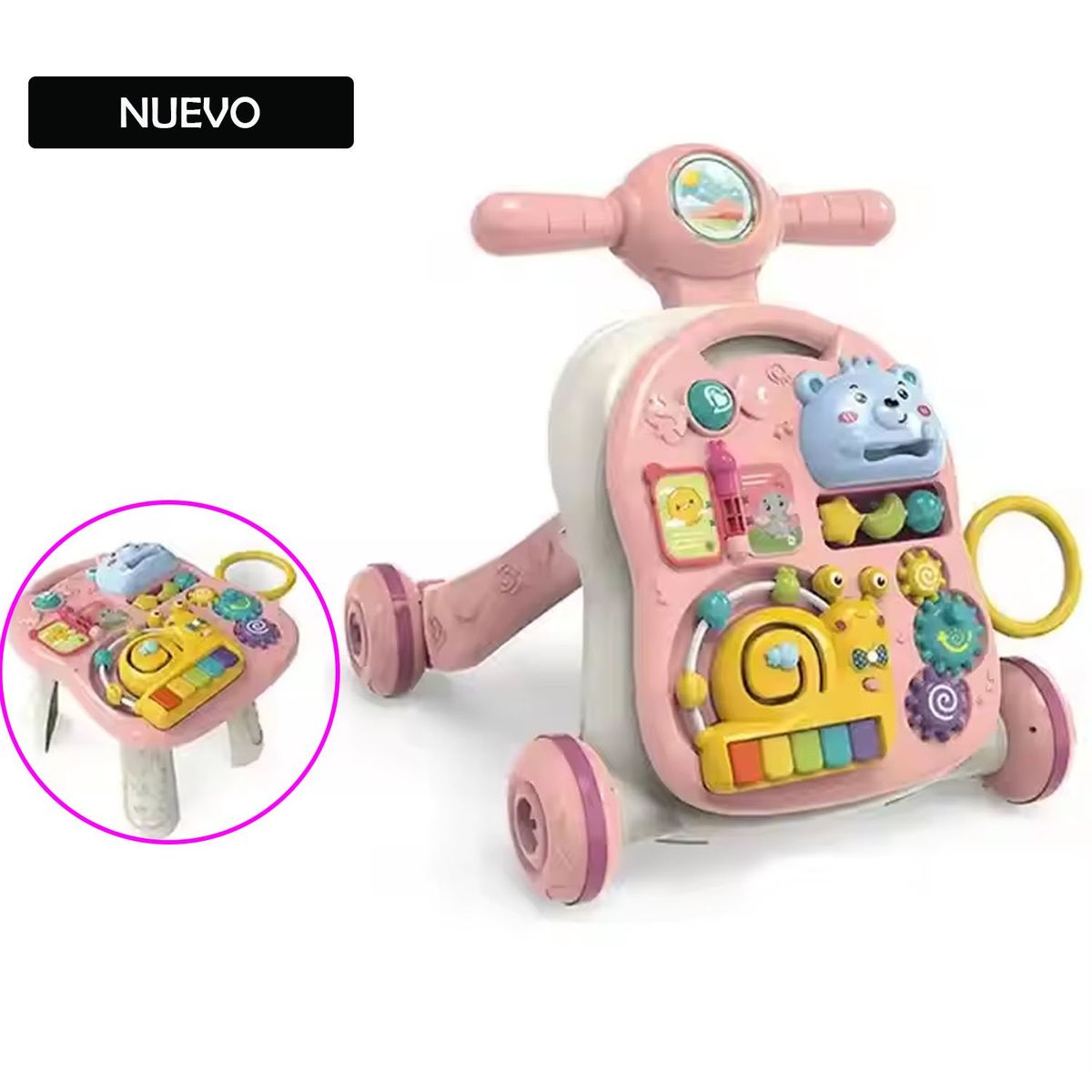 GENERICO - Caminadora para Bebé Musical 3en1 Rosado