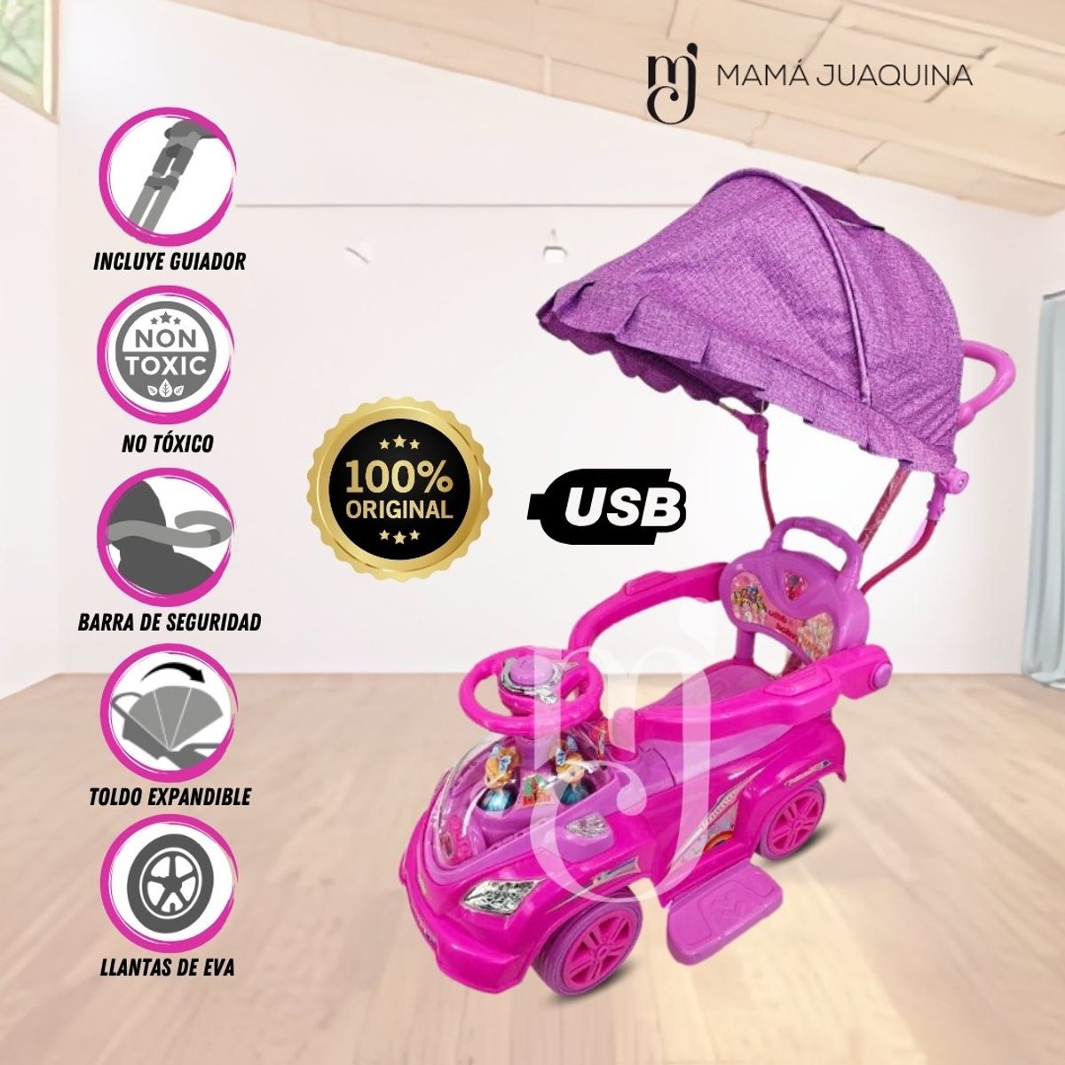 BABY - Correpasillo Guiador a Batería «TOKUMBO PRO II» Fucsia