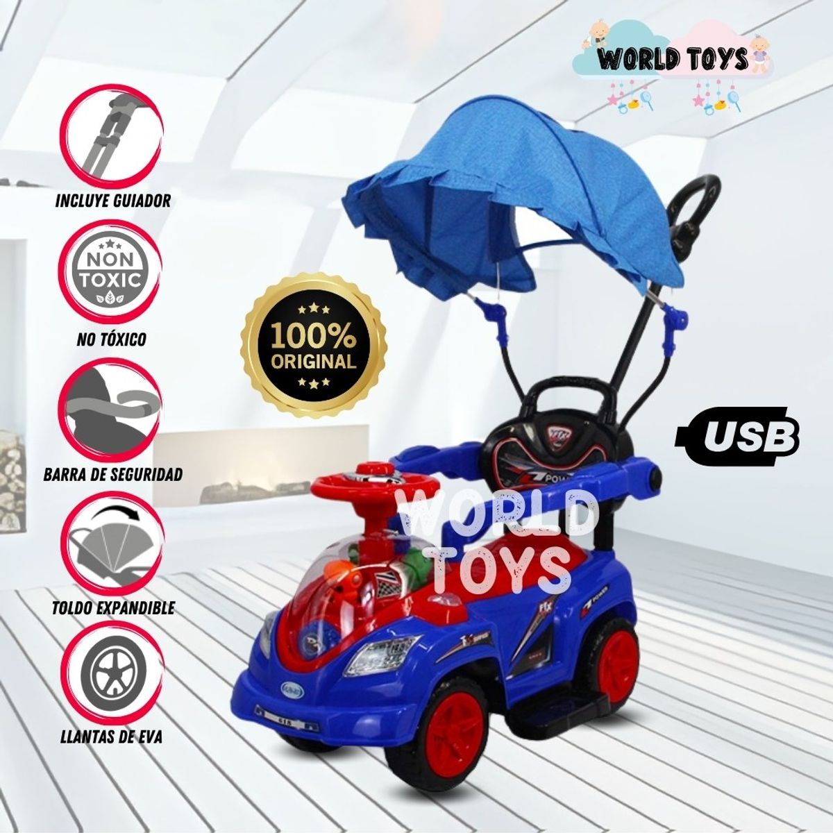 BABY - Correpasillo Guiador a Batería «TOKUMBO PRO II» Blue