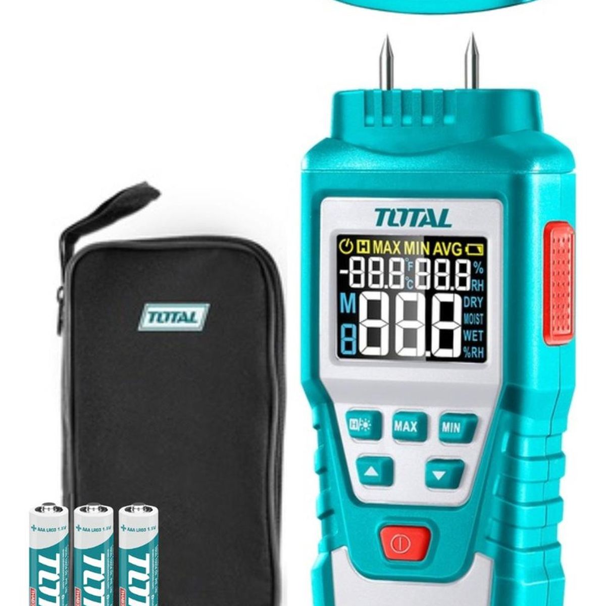TOTAL TOOLS - Detector medidor de humedad con pantalla LCD Total