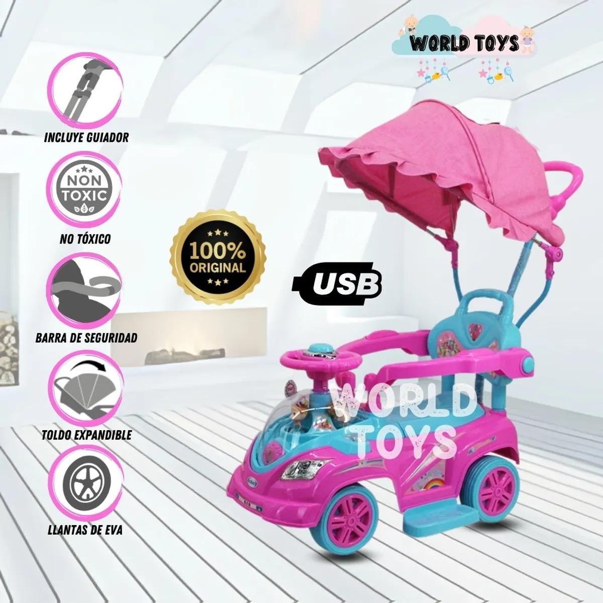 BABY - Correpasillo Guiador a Batería «TOKUMBO PRO II» Dark Pink