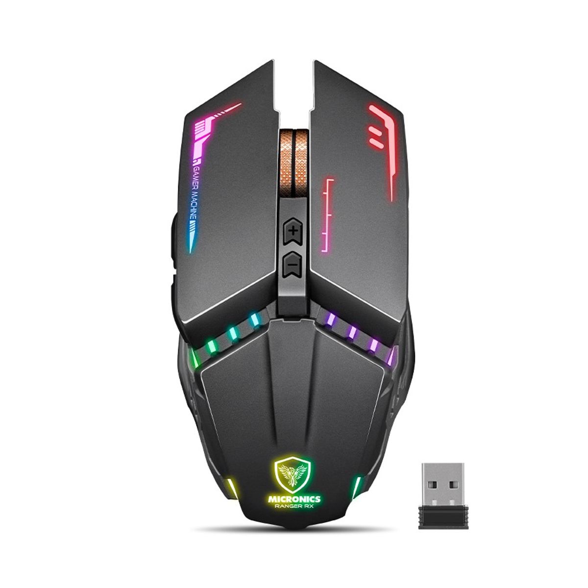 MICRONICS - Mouse Gamer RGB - Multicolor 7 Botones - Inalambrico Micronics