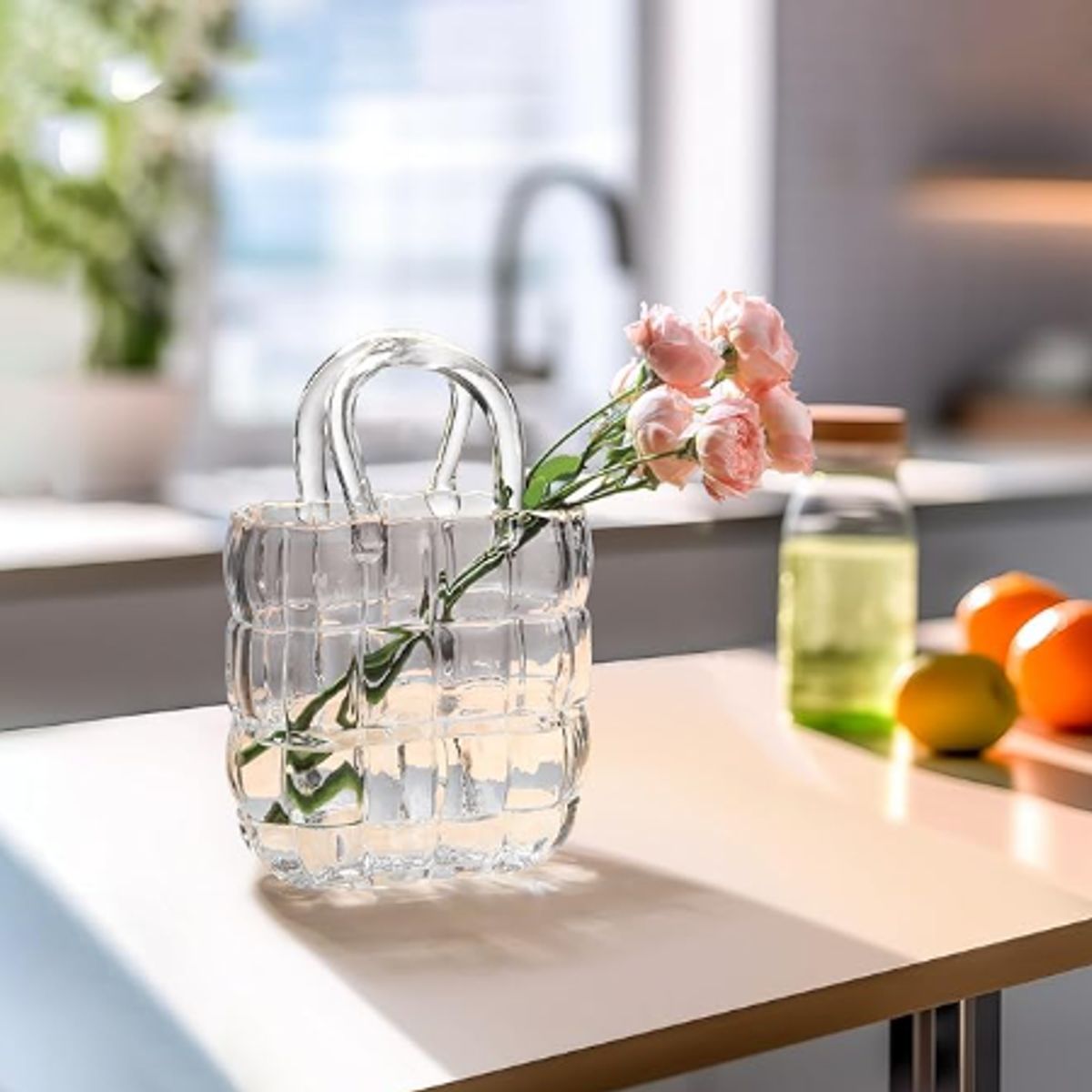 GENERICO - florero de vidrio transparente modelo cartera