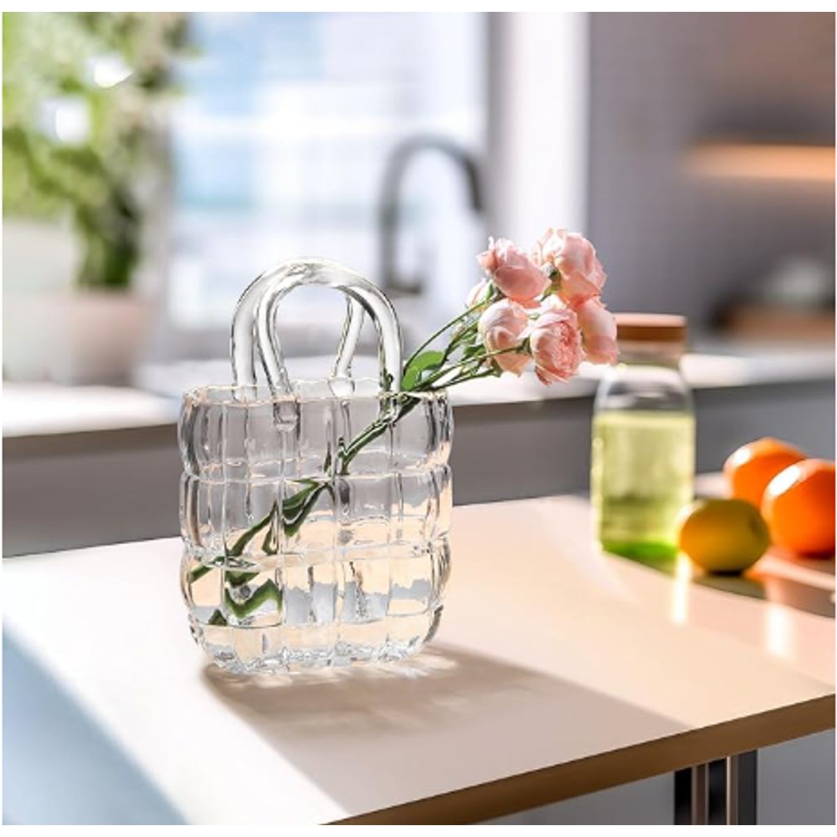 GENERICO - florero de vidrio transparente modelo cartera