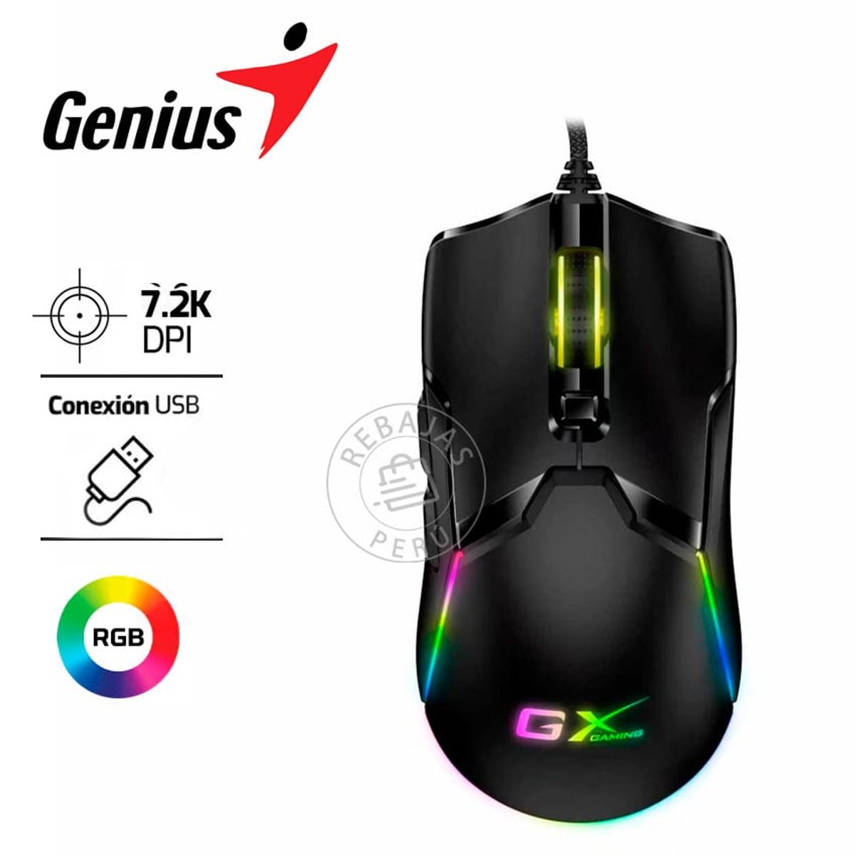 GENIUS GX - Mouse Gaming Genius GX Scorpion M700 RGB 7200 DPI 6 Botones