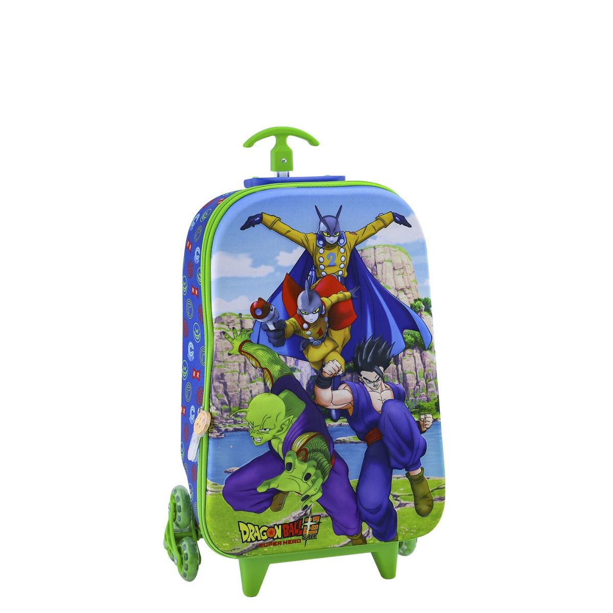 SCOOL - SET MOCHILA DRAGON BALL OFICIO  MALETA ESCALADORA RUEDAS FULL 3 PIEZAS