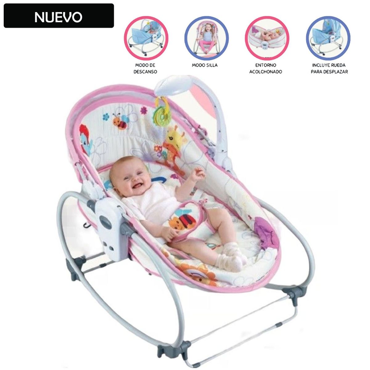 IDEAL - Silla Mecedora para Bebes Versatile 6EN1 Rosado