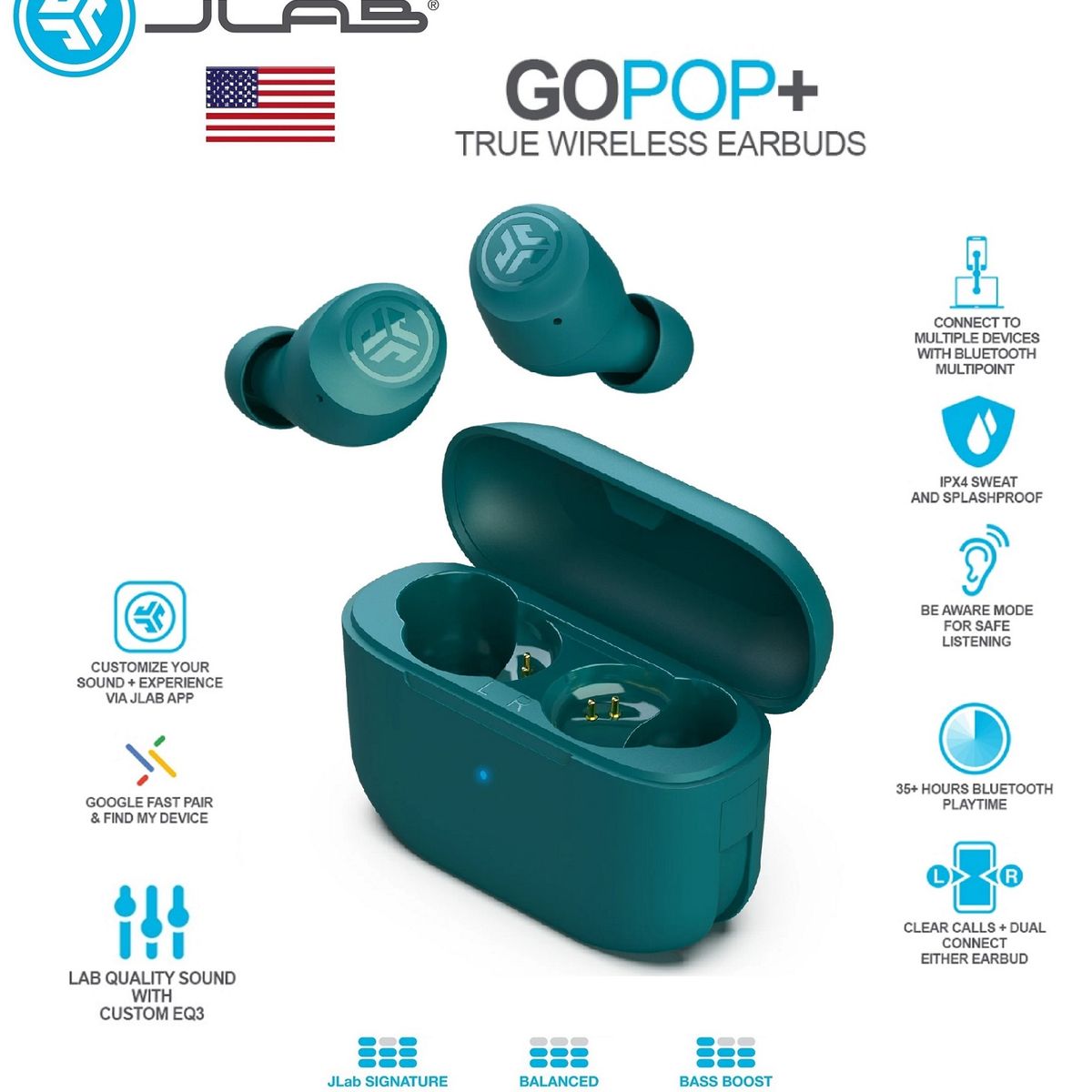 SKULLCANDY - JLAB GO POP + Audifonos Bluetooth TWS - Verde Azulado - No Dime Jib True Smokin