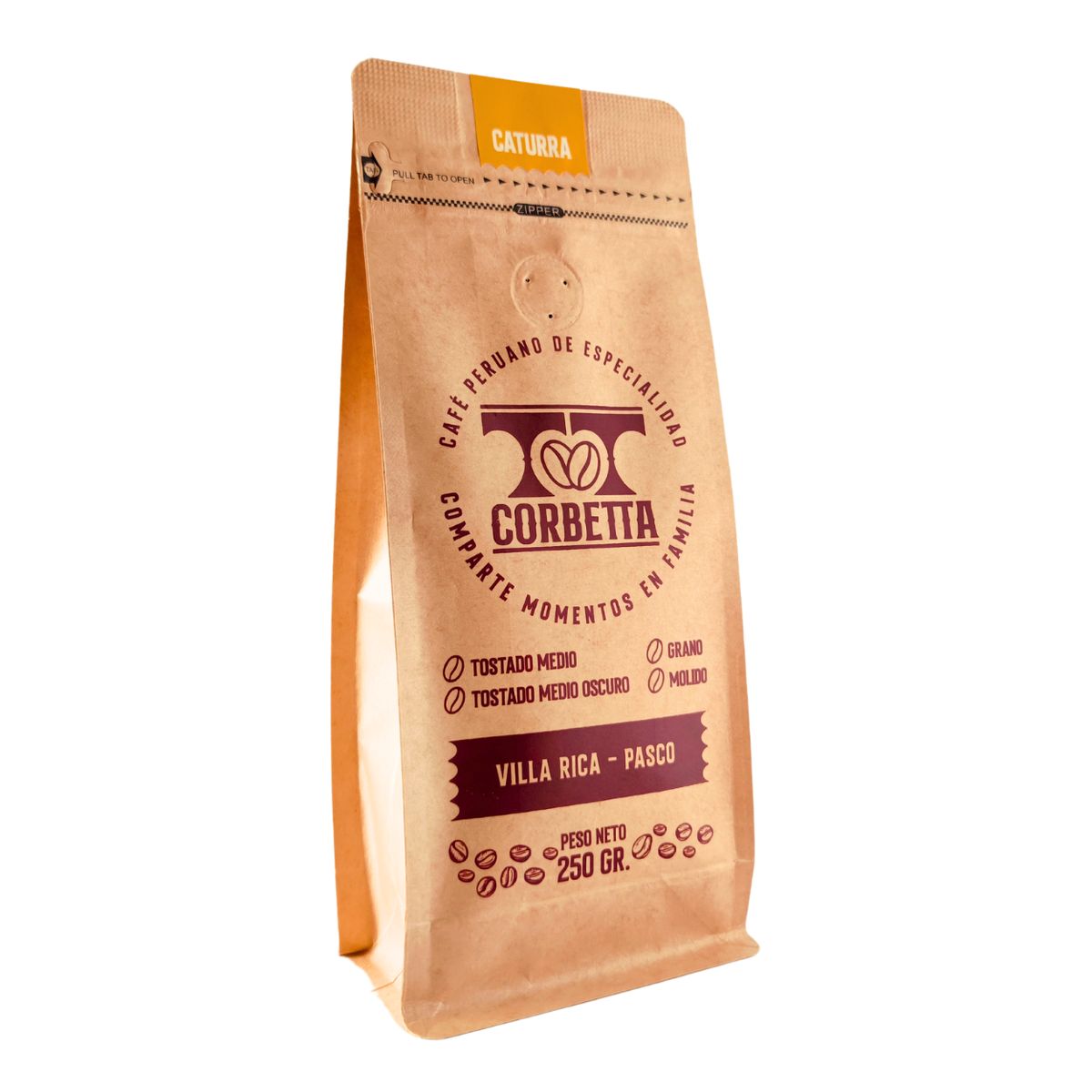 CORBETTA - Café de Especialidad Grano 250 Gr Villa Rica Caturra