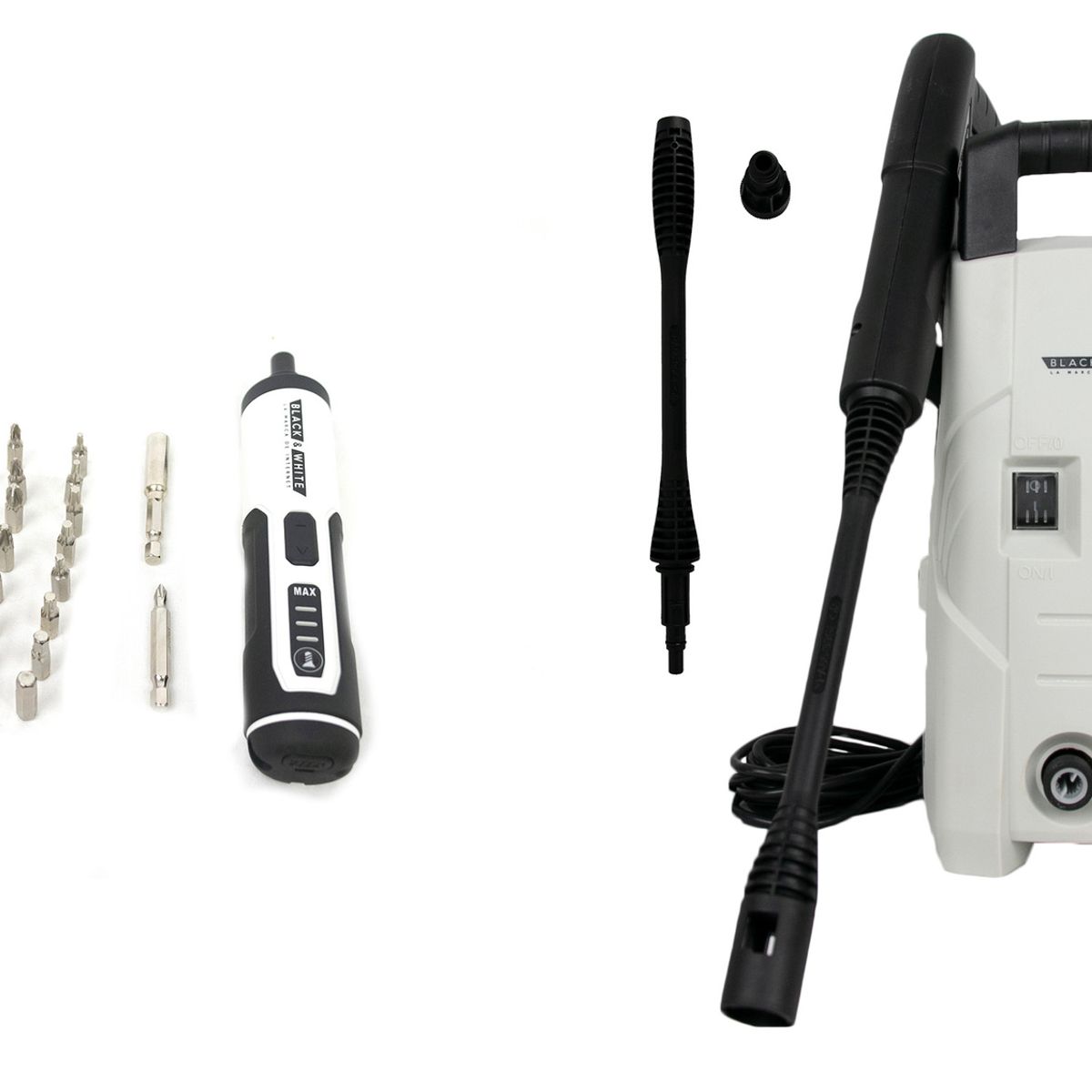BLACK & WHITE - HIDROLAVADORA + KIT DESATORNILLADOR COMPACTO RECARGABLE