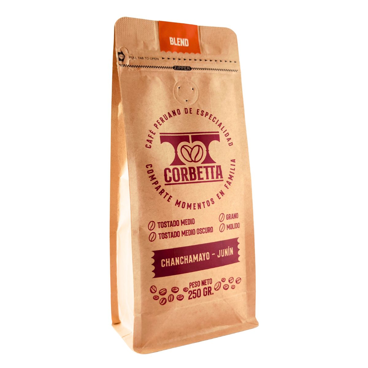CORBETTA - Café de Especialidad Molido 250 Gr Chanchamayo Blend Orange