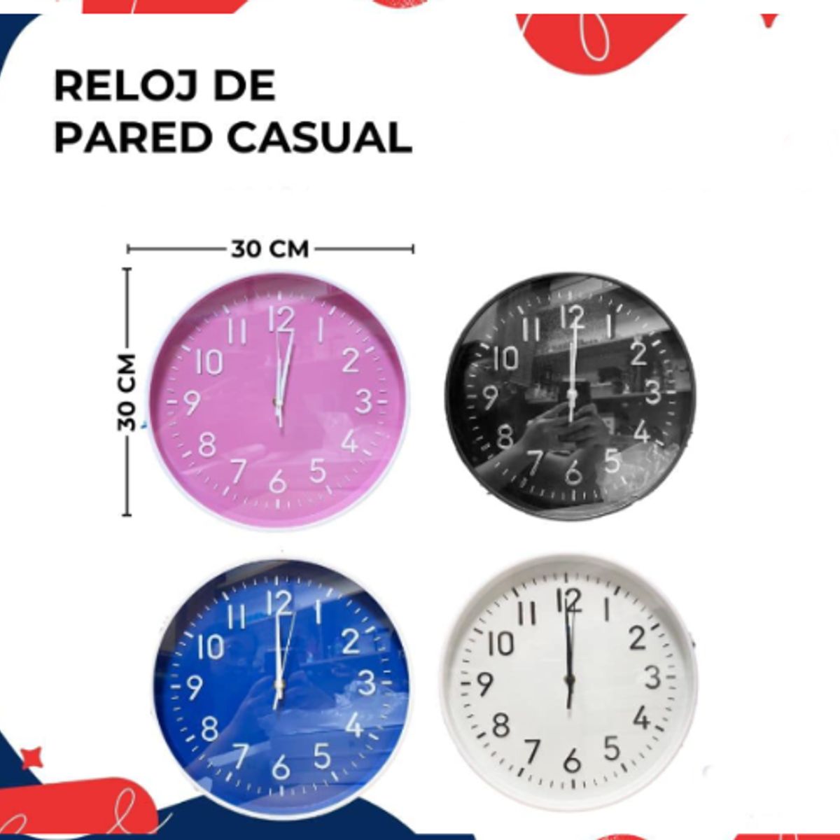 GENERICO - Reloj Pared Básico 30CM