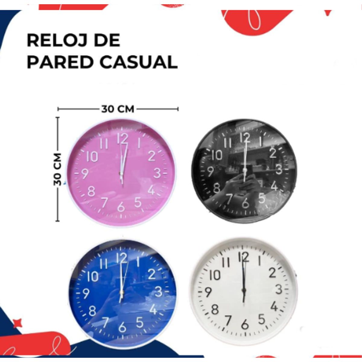 GENERICO - Reloj Pared Básico 30CM