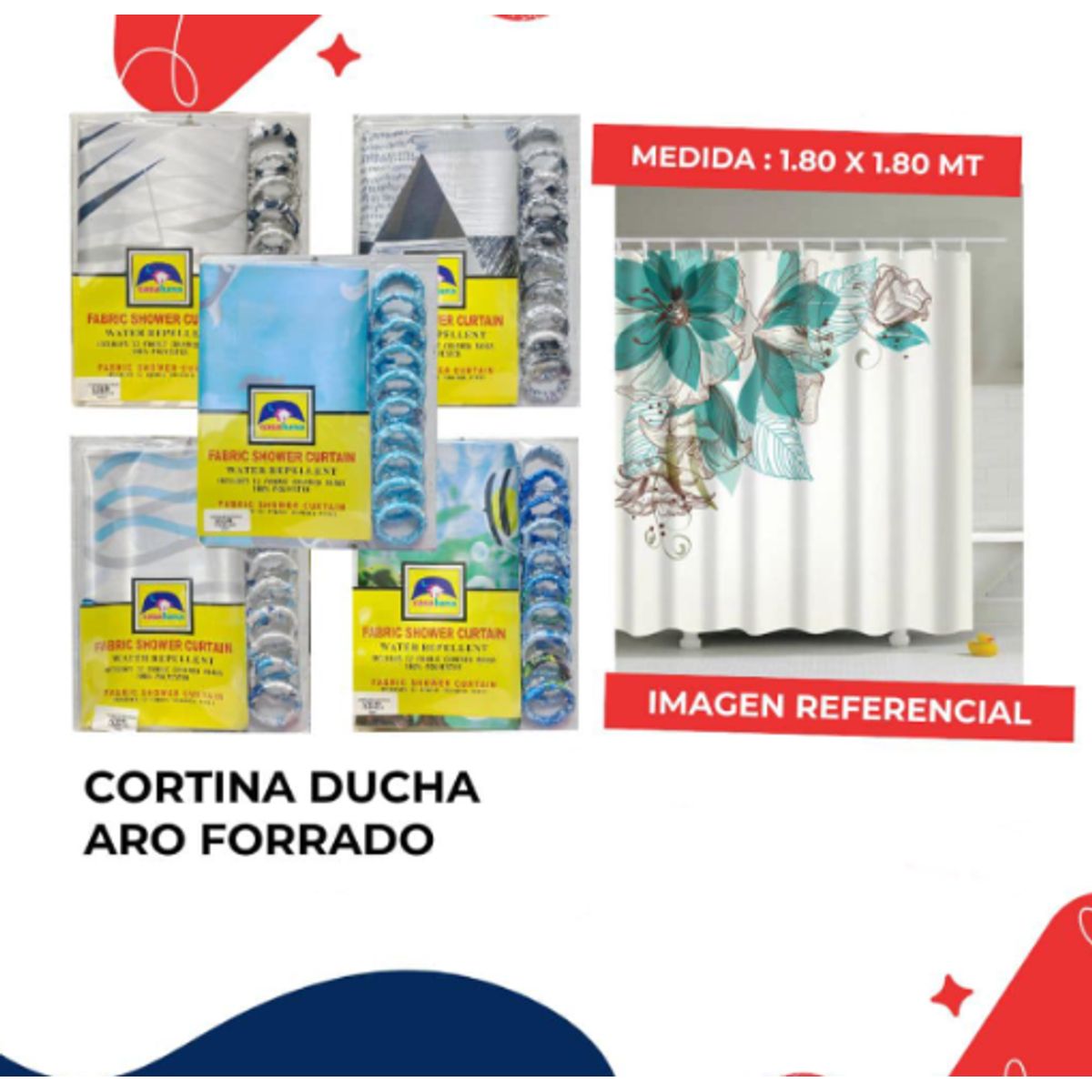 GENERICO - Cortina de ducha 180x180 CM