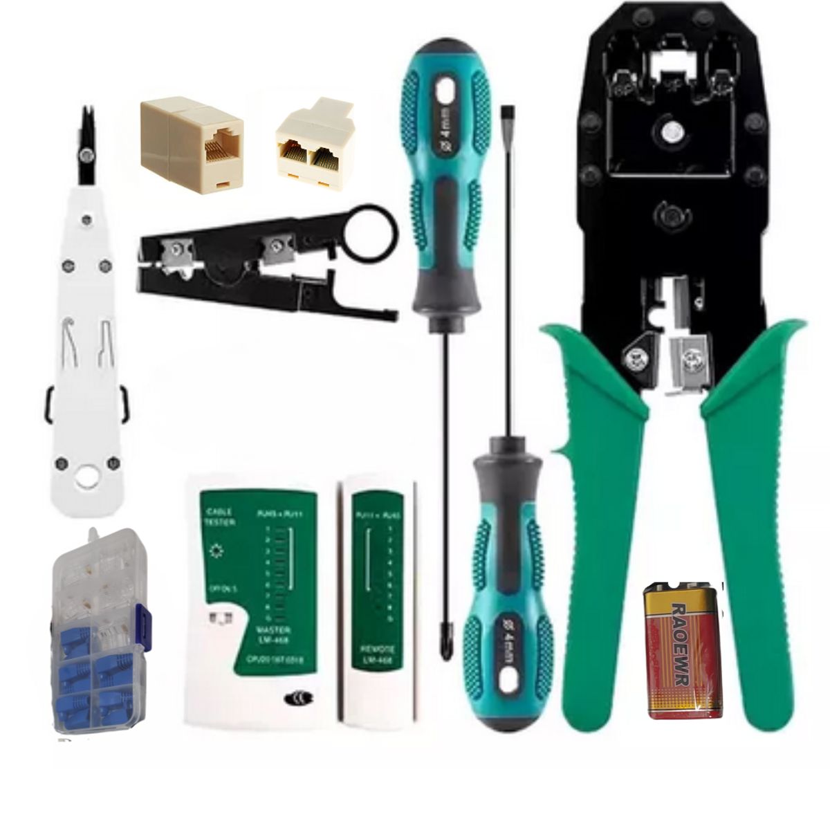 SEISA - Kit Herramientas De Red Tester Crimpador Ponchador Destornillador