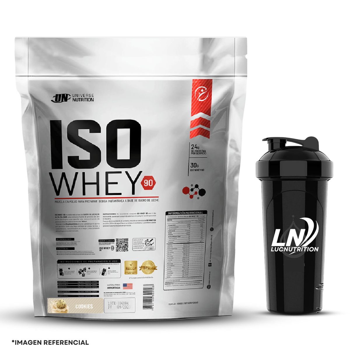 UNIVERSE NUTRITION - Proteina Iso Whey 90 3 kg Cookie and cream con Shaker