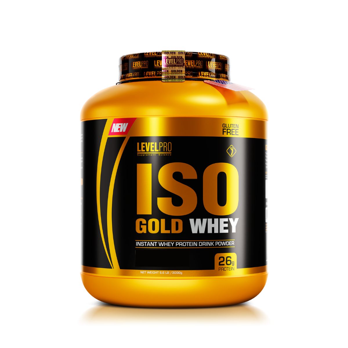 LEVEL PRO - Iso Gold Whey 3 kg Proteina Isolatada - Vainilla + Shaker + portaproteina