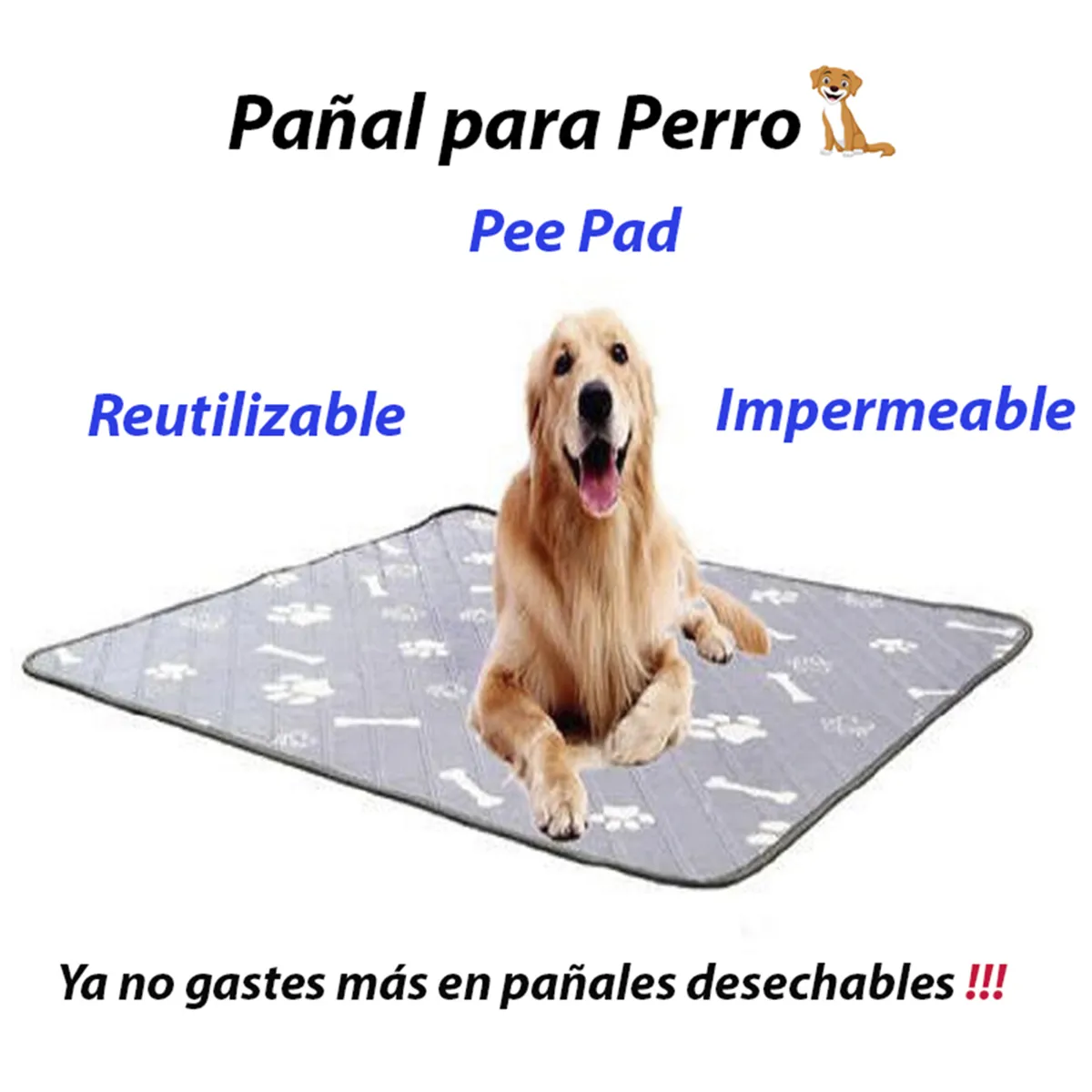 GENERICO - Pañal para Perro Reutilizable Grande Pack x 3 Unidades