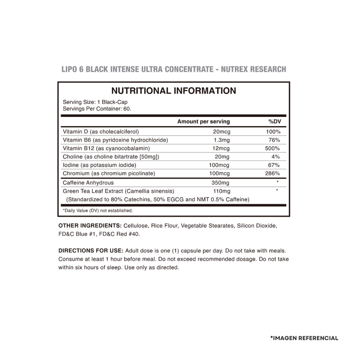 NUTREX RESEARCH - Pack Nuevo Lipo 6 Black Intense - 60 caps + CLA 1000 Nutrex 90 caps
