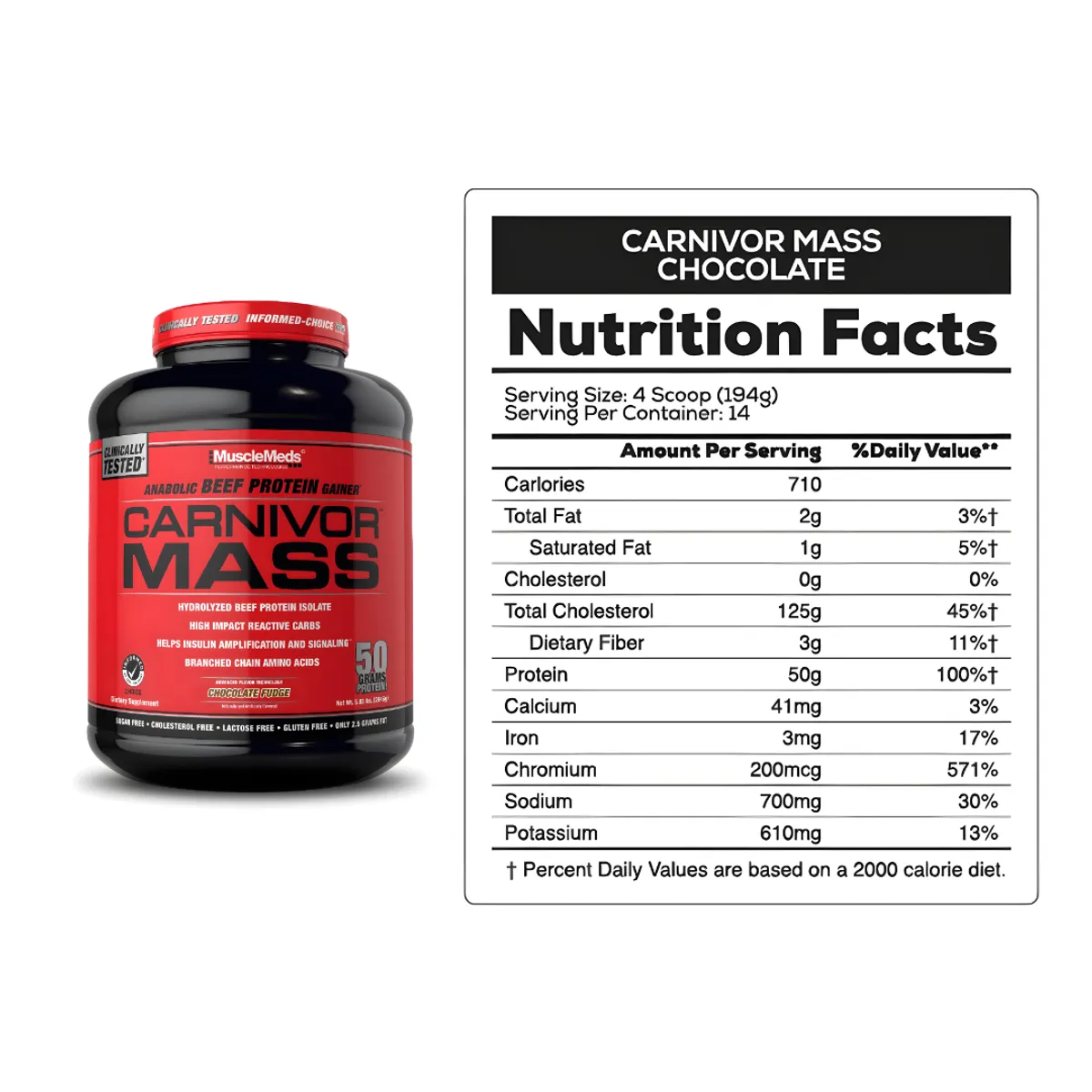 MUSCLEMEDS - Carnivor Mass 5.9 LB Beef Protein - Chocolate Fudge