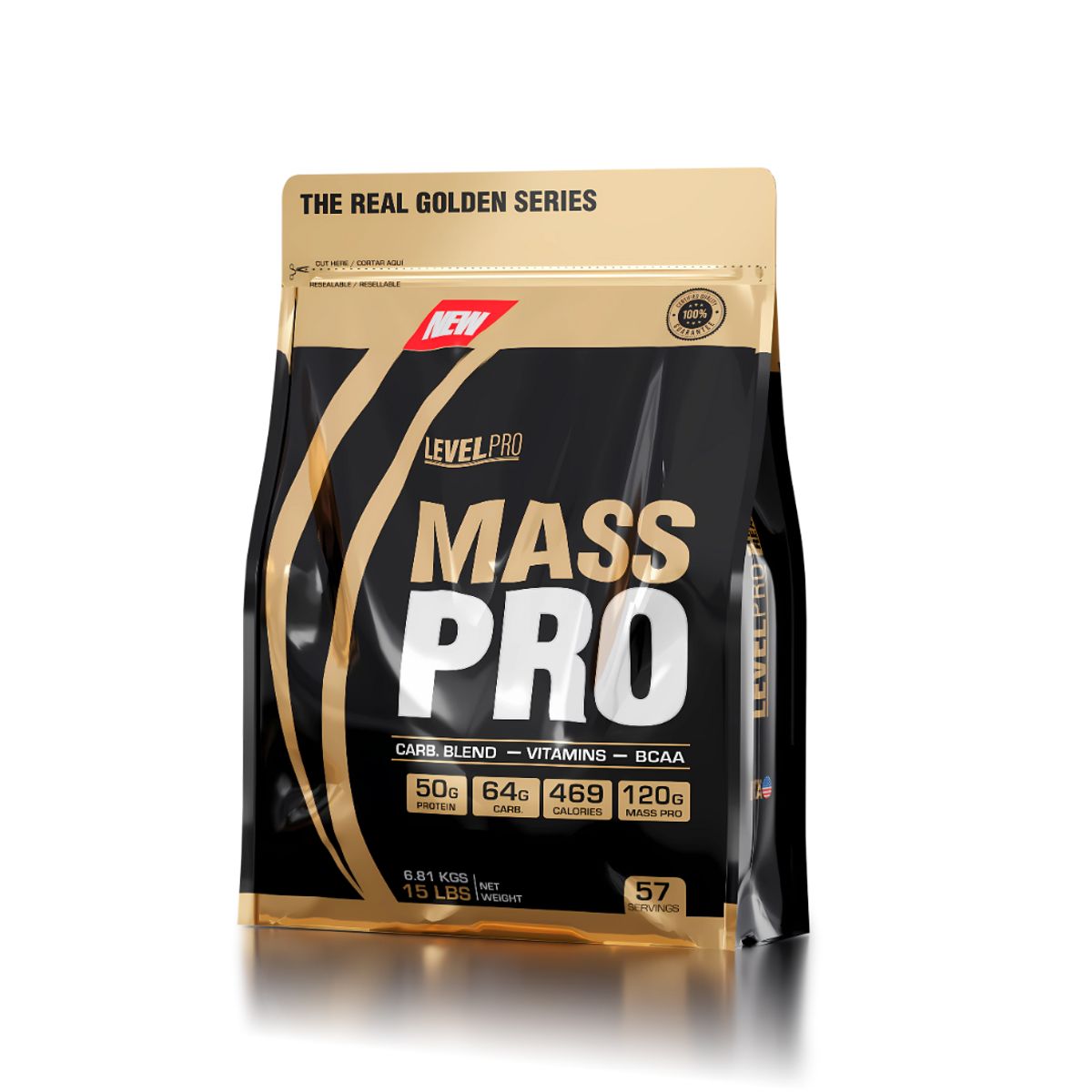 LEVEL PRO - Mass Pro 15 Lb rich chocolate + creatina Level pro 500 g + Shaker