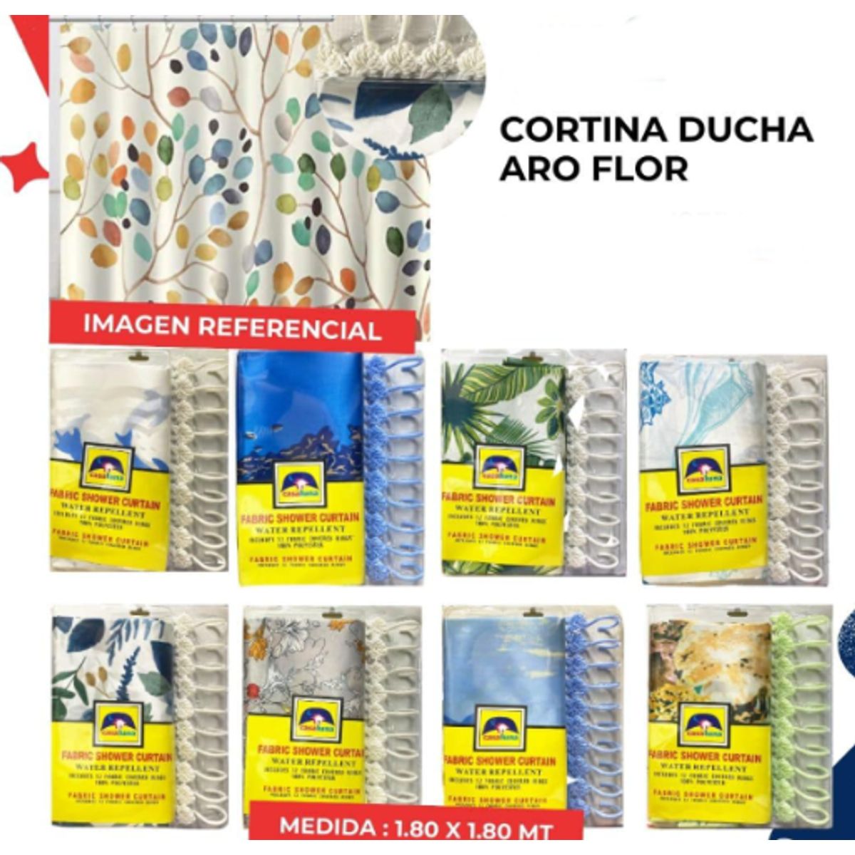 GENERICO - Cortina de ducha 180x180 CM