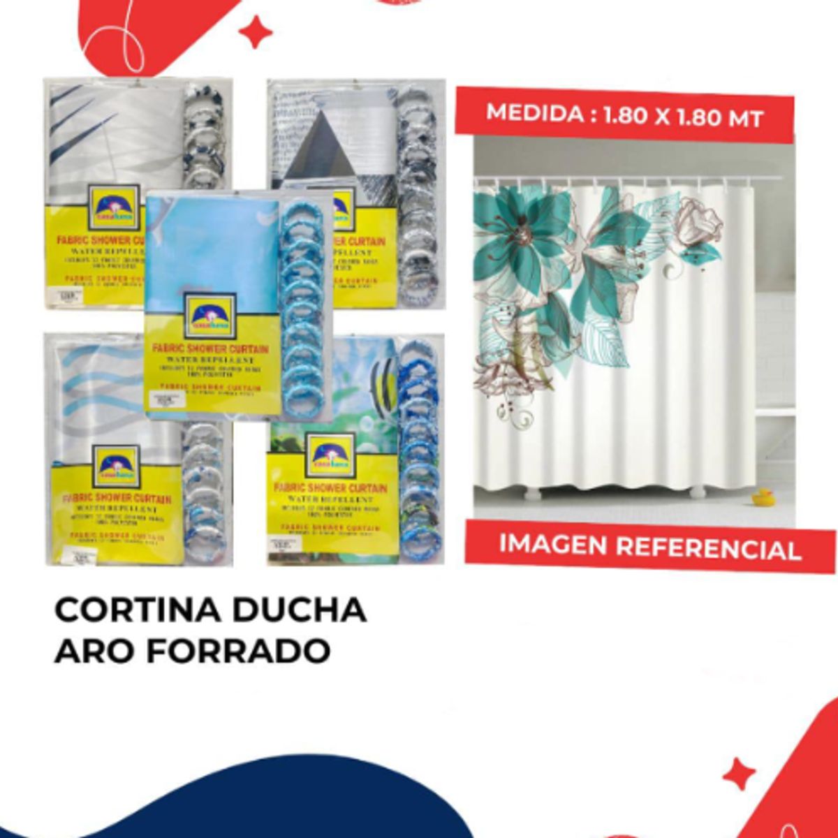 GENERICO - Cortina de ducha 180x180 CM