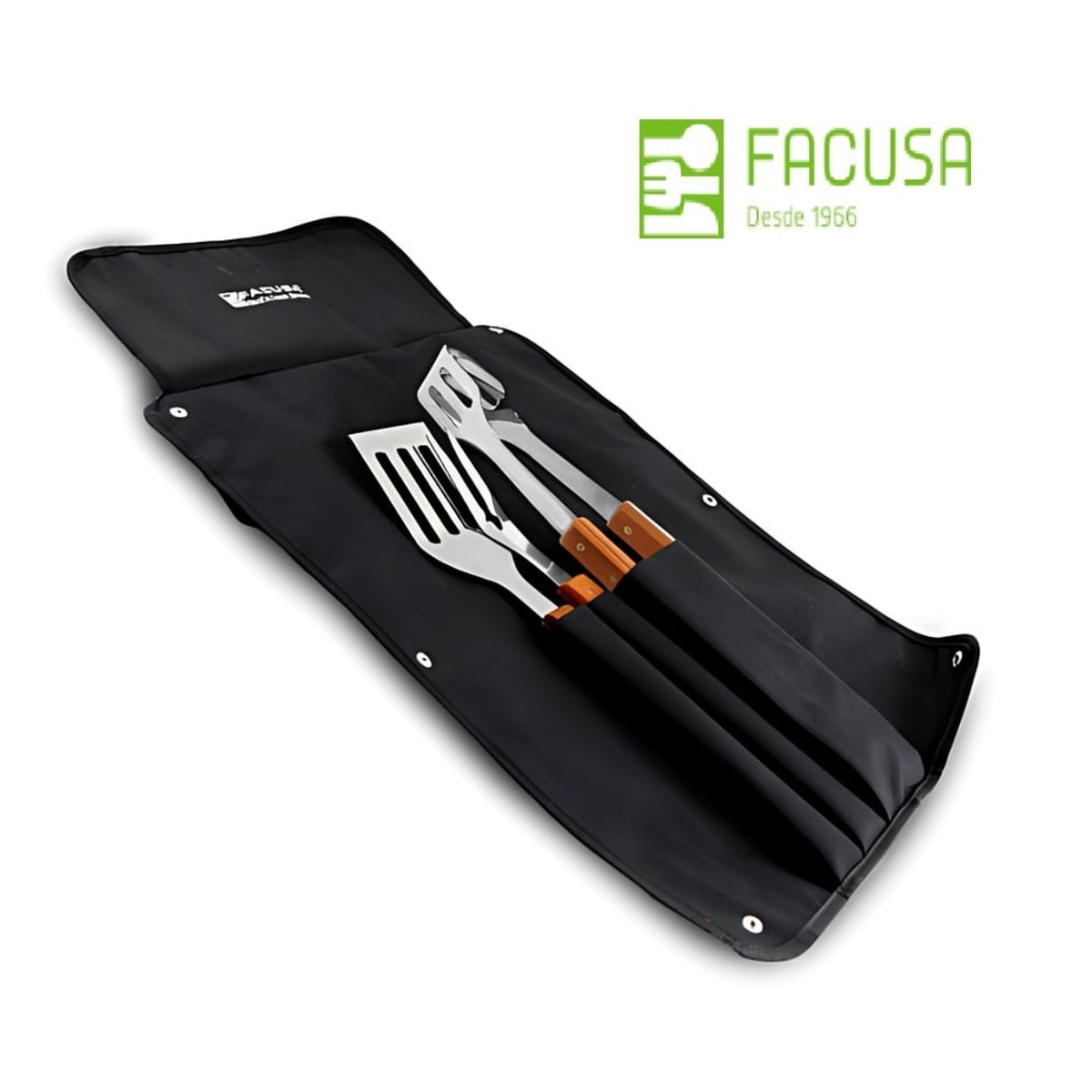 FACUSA - Set de Utensilios x 3 piezas con mandil BBQ  Facusa
