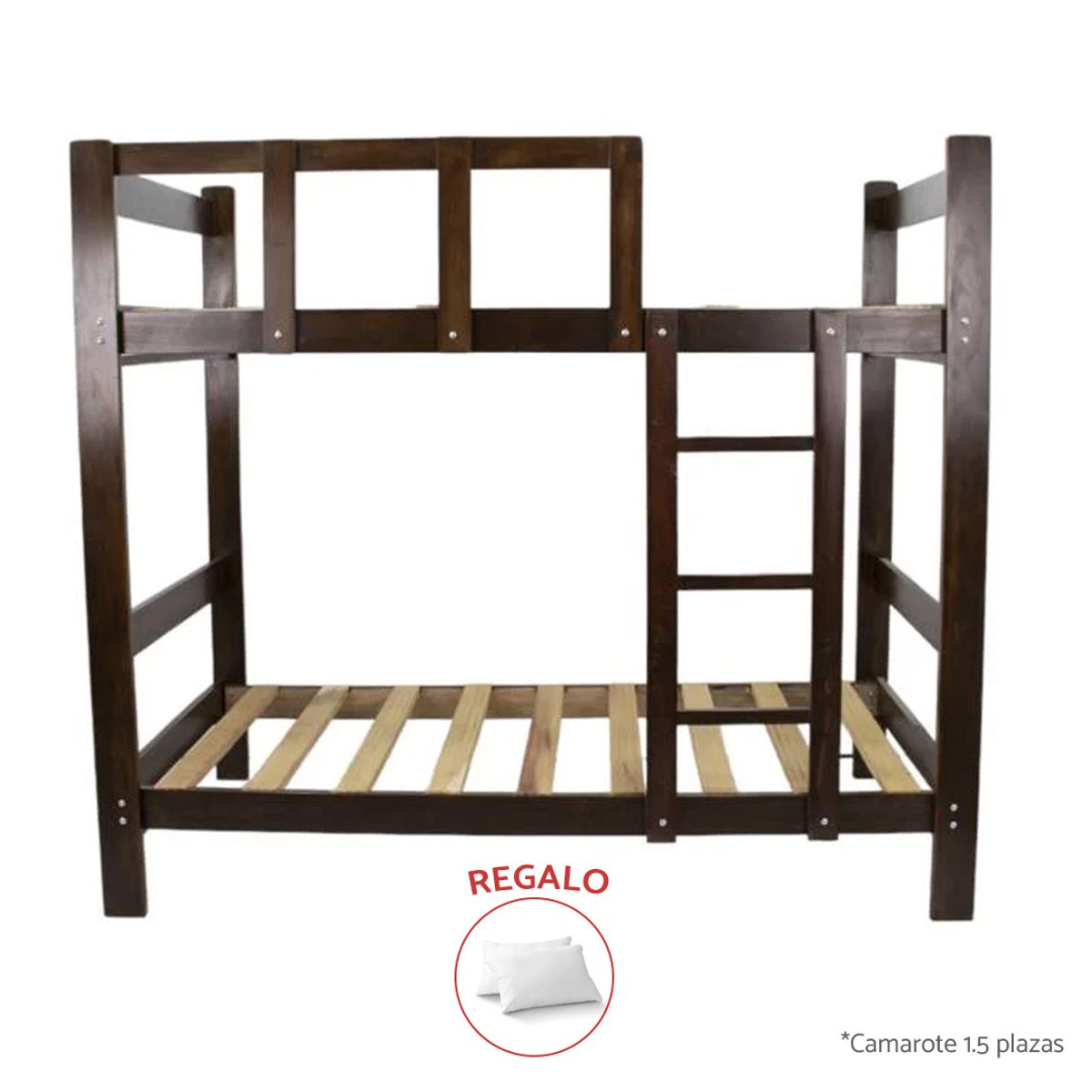 GENERICO - Camarote de Madera Capirona Laqueado Nogal Oscuro 1,5 plaza