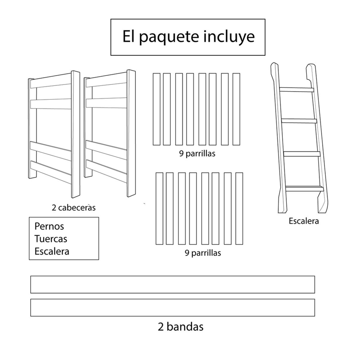 GENERICO - Camarote de Madera Capirona Laqueado Nogal Oscuro 1,5 plaza