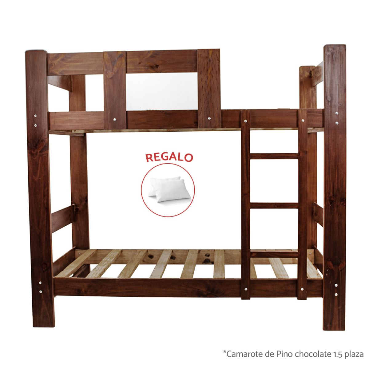 GENERICO - Camarote de Pino Laqueado Color Chocolate 1,5 Plazas