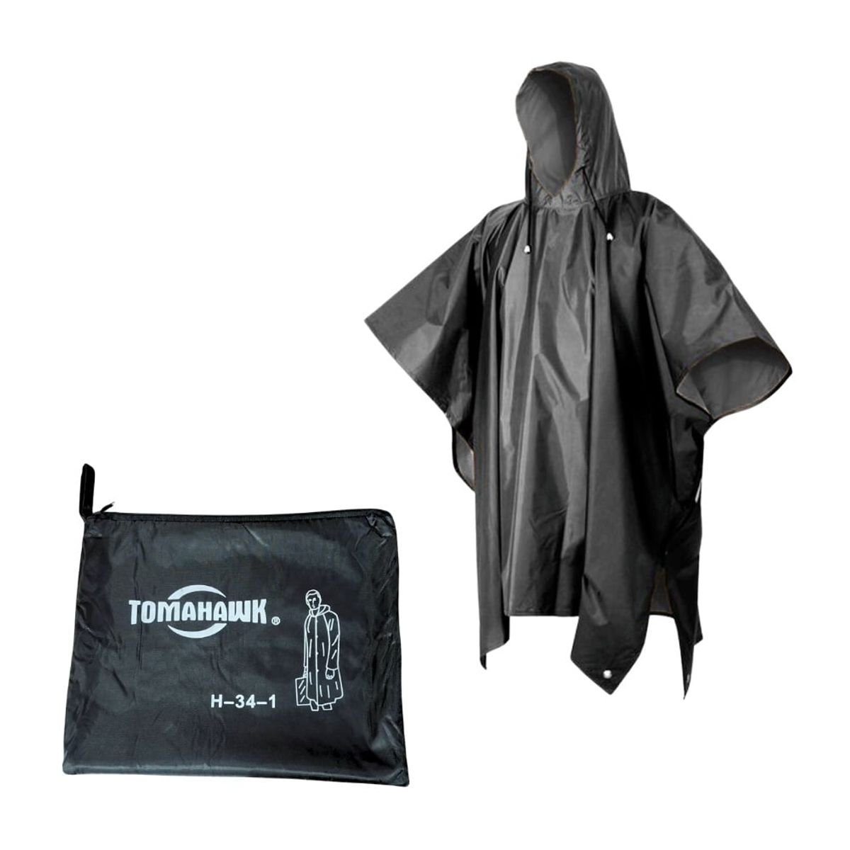 GENERICO - Poncho Impermeable Termosellado Grueso con Capucha y Broches