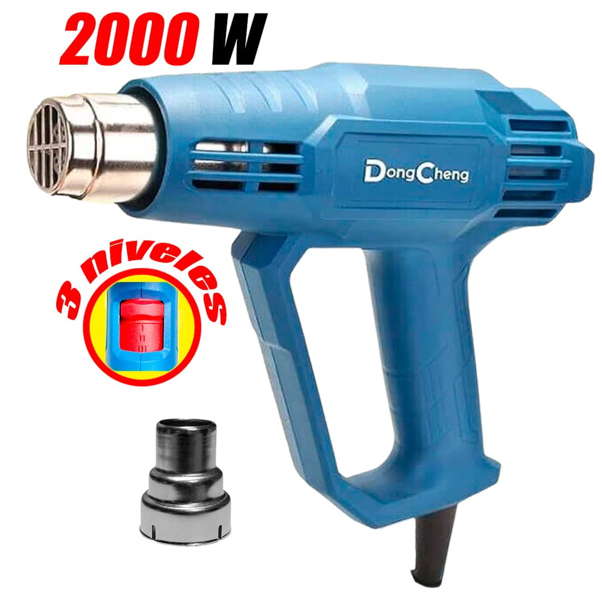 DONGCHENG - PISTOLA DE CALOR AIRE CALIENTE DQB05-2000 2000W 50 / 400 / 600 °C