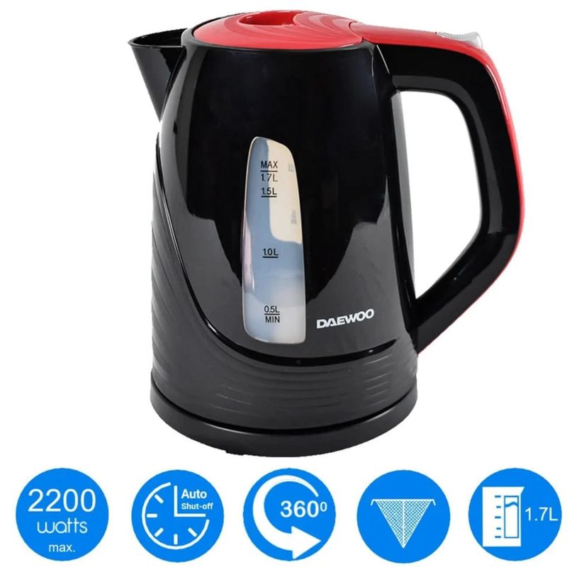 DAEWOO - HERVIDOR DAEWOO DEK-1308 17L INALÁMBRICO INOXIDABLE NEGRO