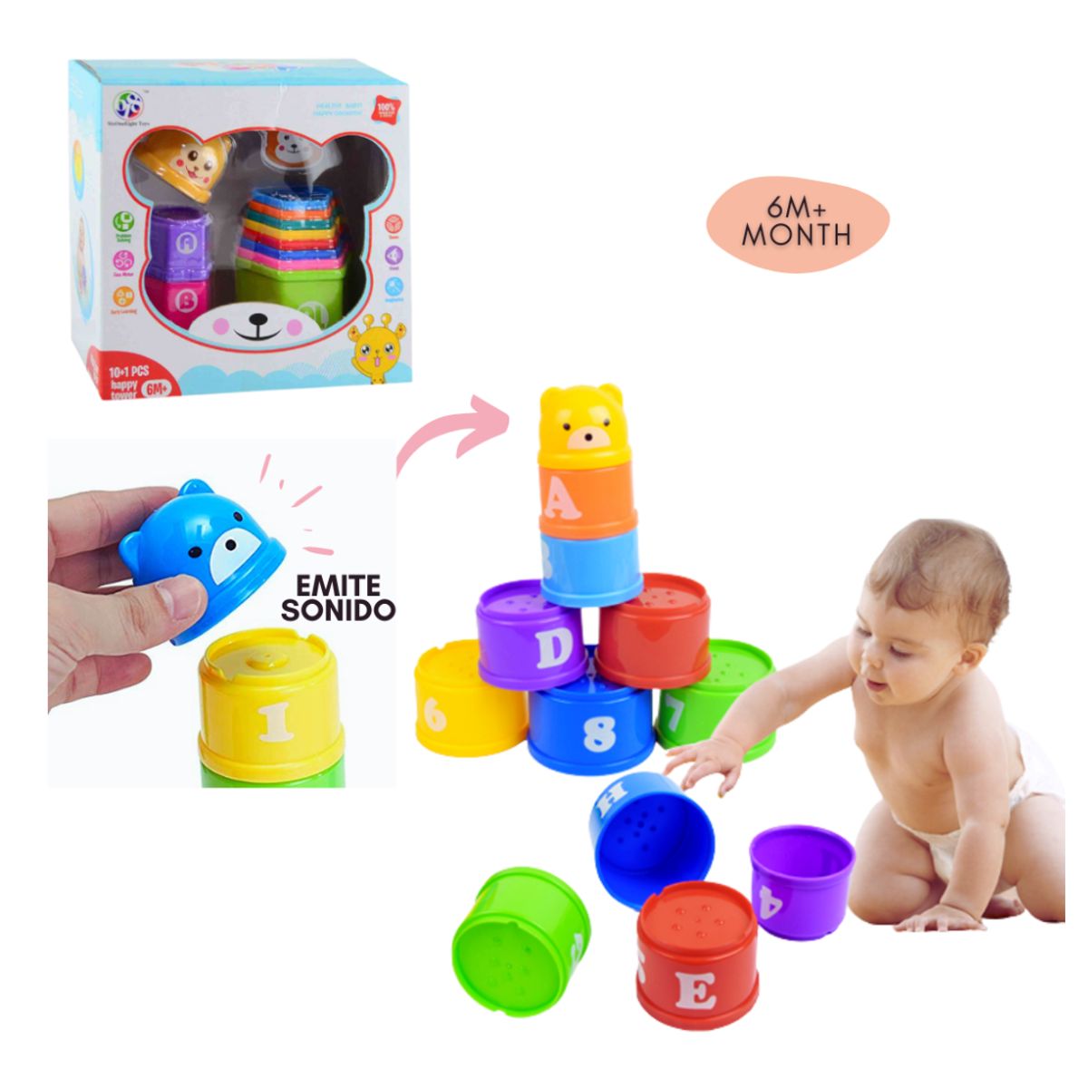 GENERICO - Juguete Apilable para bebés Modelo Osito