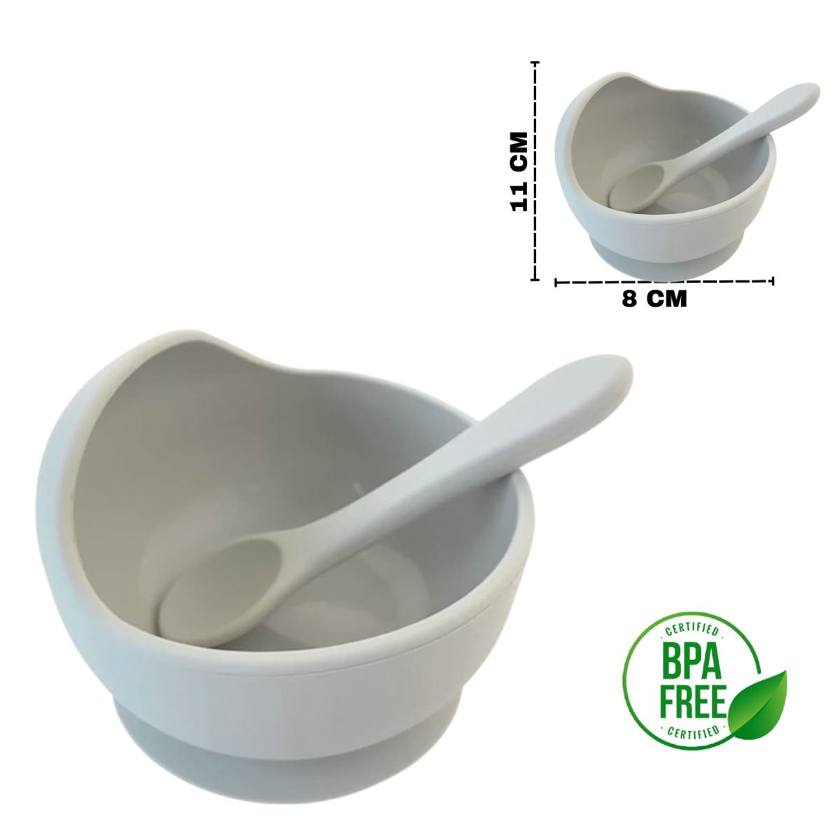 GENERICO - Cuenco de silicona y cuchara para bebé