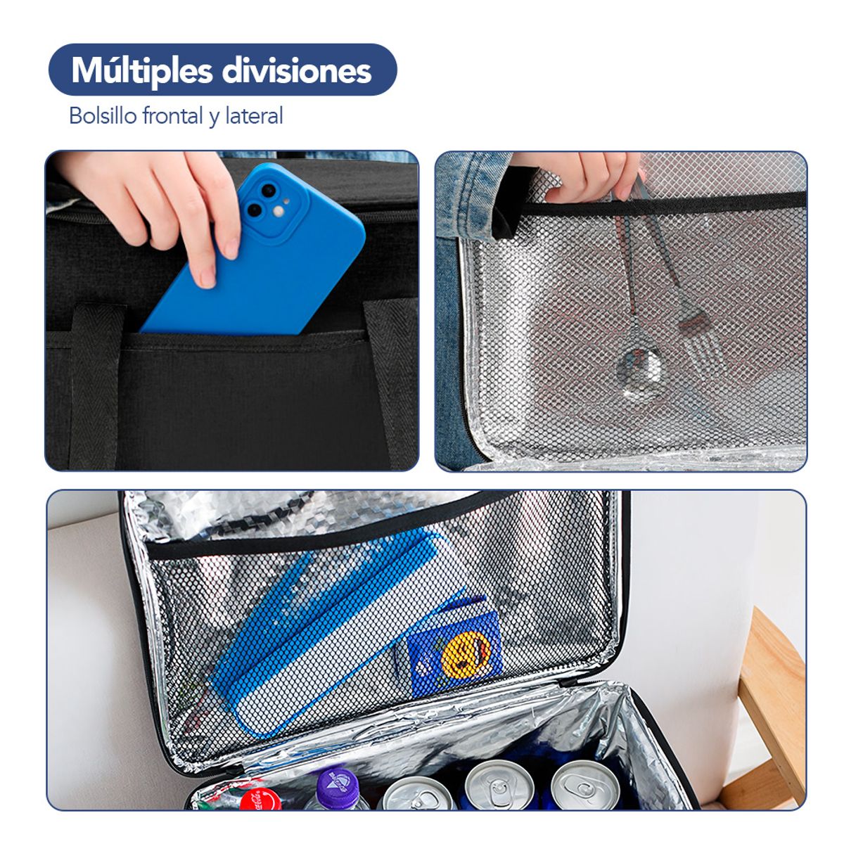 KELLER - Lonchera Térmica con Correa Ajustable Negro R24 Y Táper de Regalo A88