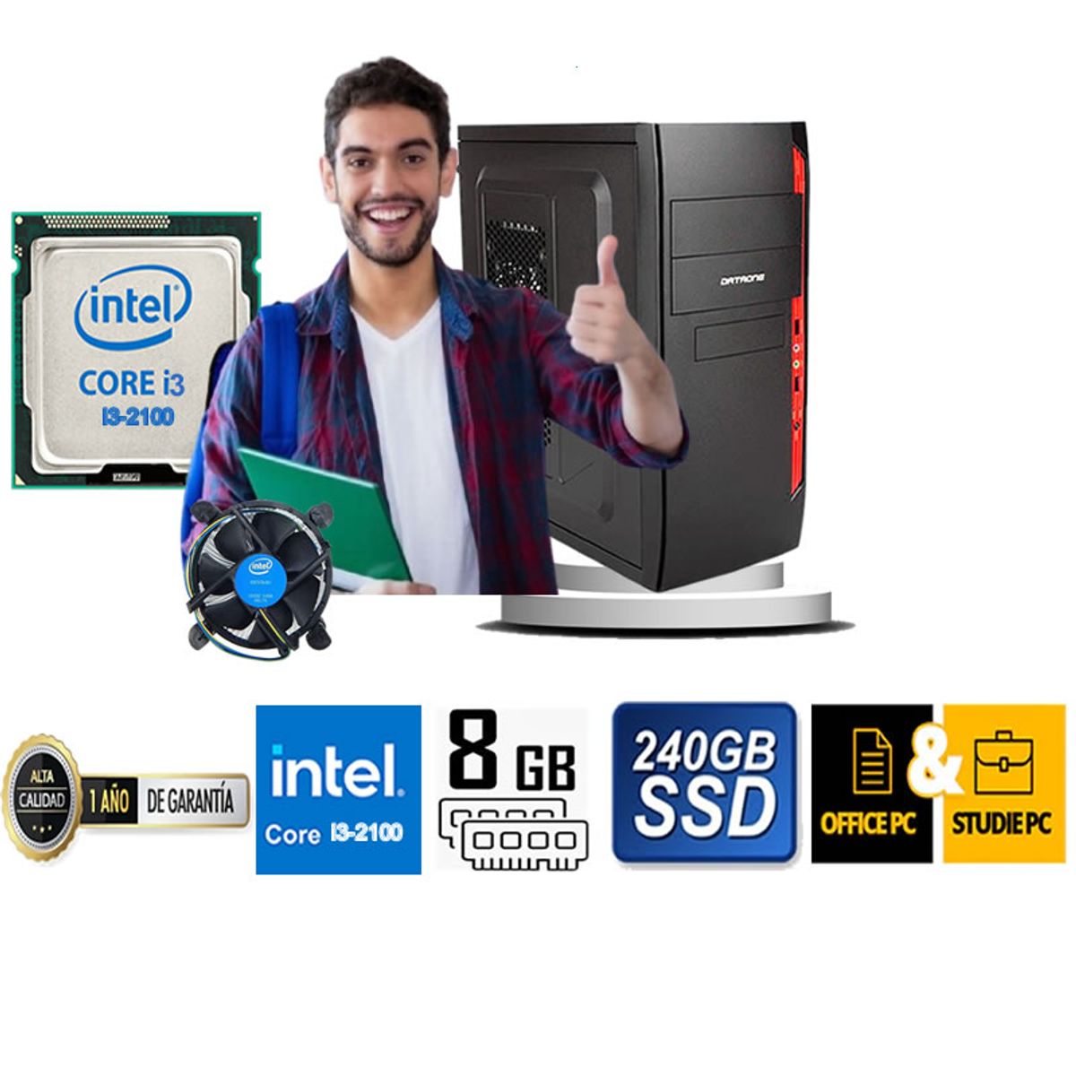 DATAONE - COMPUTADORA DE ESCRITORIO CORE I3 2100  8GB RAM 240  GB SSD