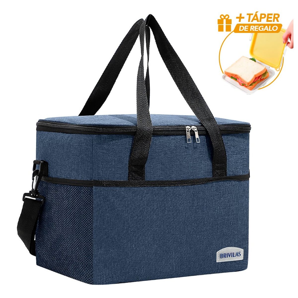 KELLER - Lonchera Térmica con Correa Ajustable Azul R24 Y Táper de Regalo A88