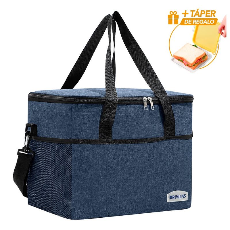 KELLER - Lonchera Térmica con Correa Ajustable Azul R24 Y Táper de Regalo A88