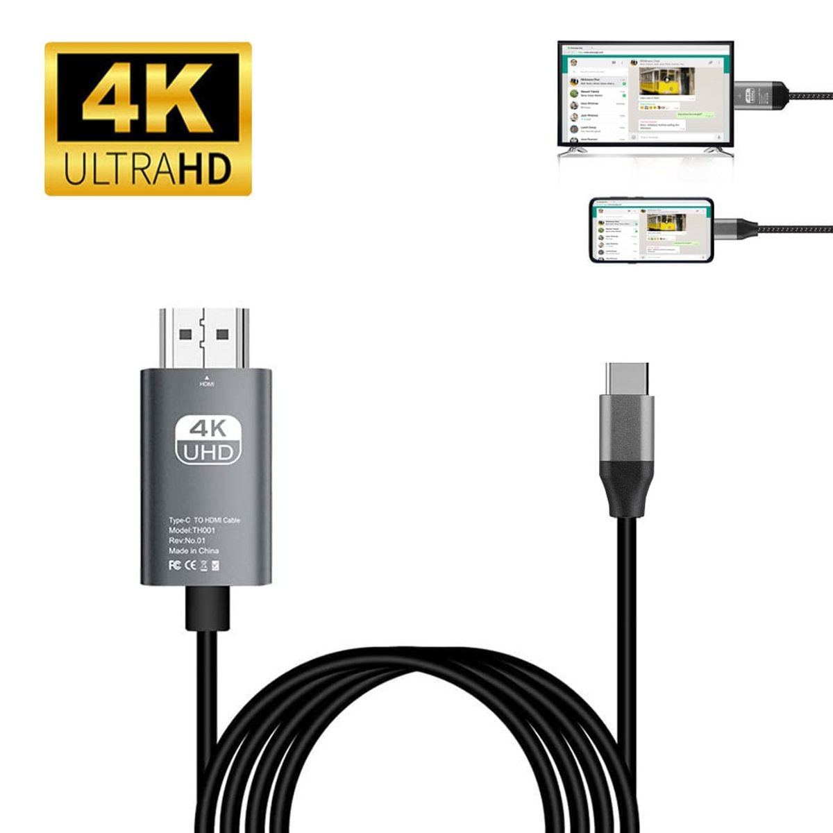 OEM - Cable Tipo C 3.1 a HDMI 4K UHD 30 Hz 2 Metros