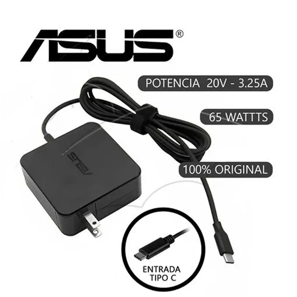 ASUS - CARGADOR ASUS TIPO C 19v 325A 65w - ORIGINAL