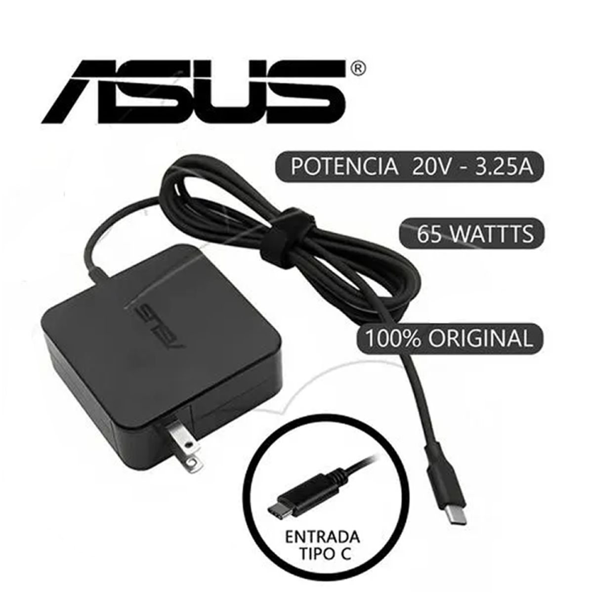 ASUS - CARGADOR ASUS TIPO C 19v 325A 65w - ORIGINAL
