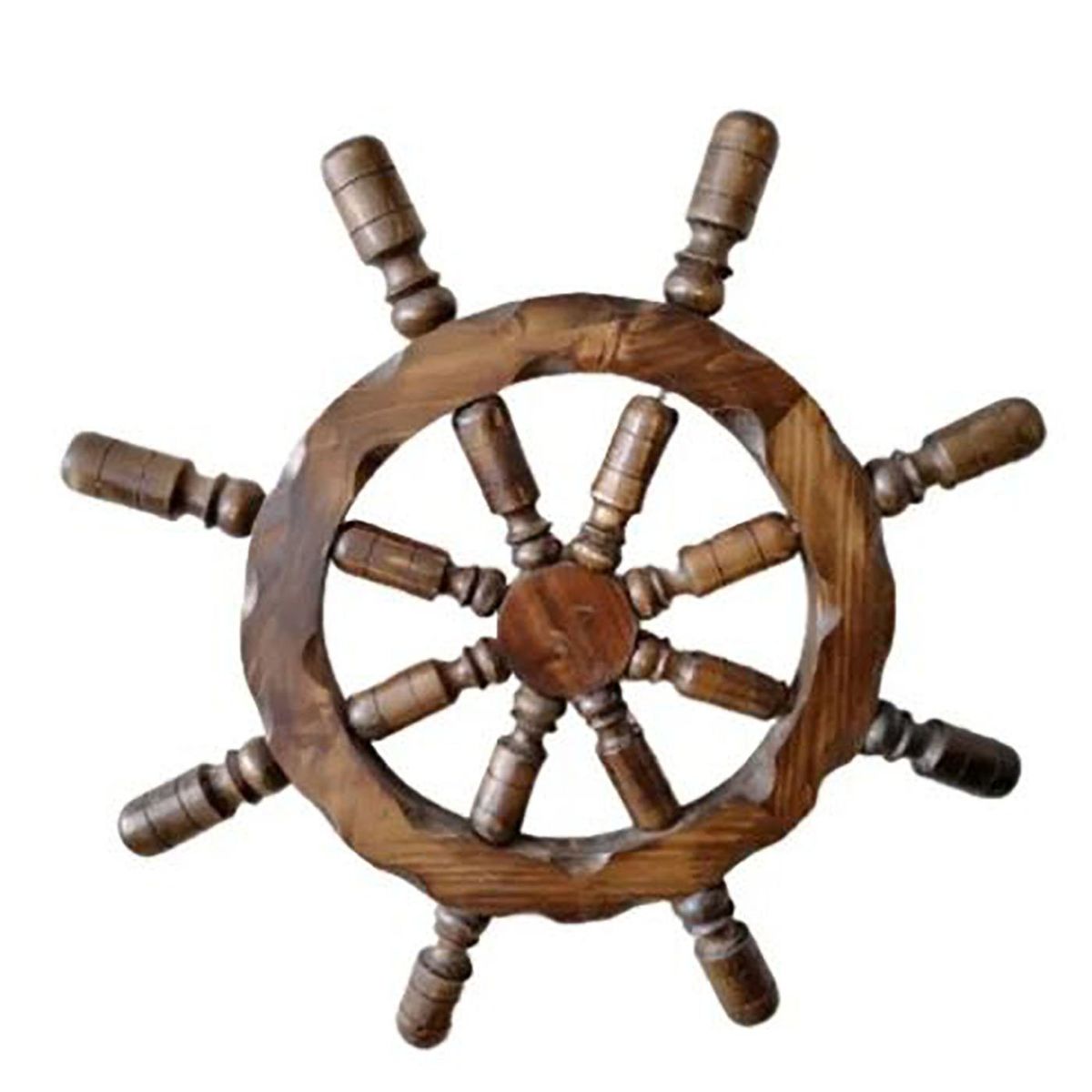 GENERICO - Timón De Barco Decorativo En Madera Grande 60x60cm